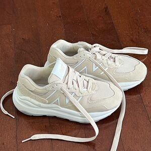 Beige and White Athletic Sneakers
